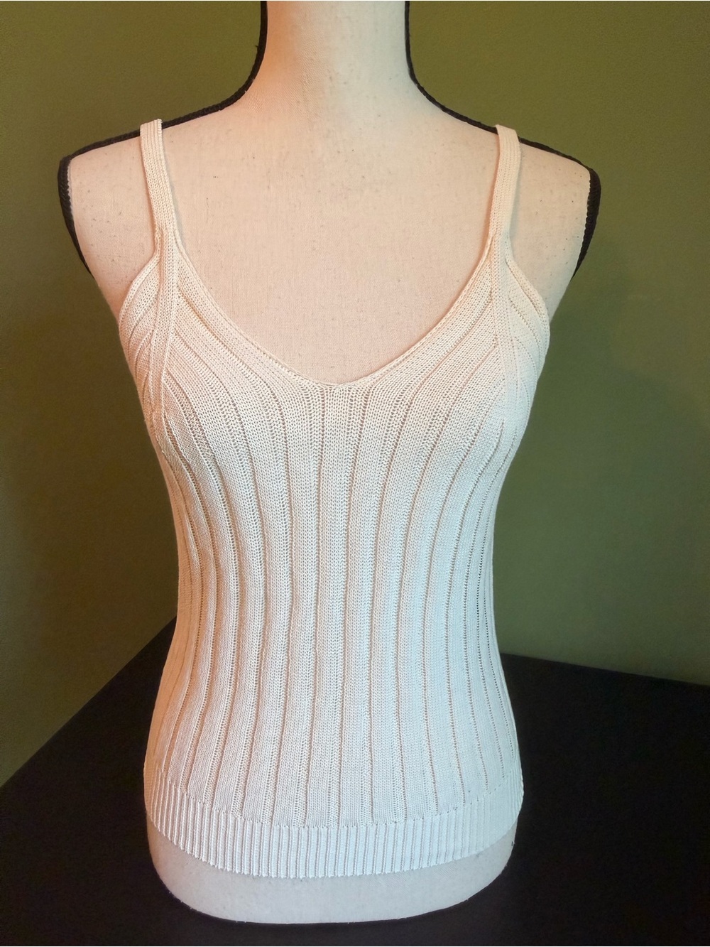 MNG Basics Sleevless Ribbed Knit Tank Top XS- Cream